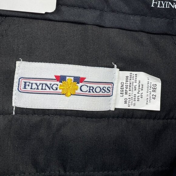 Flying Cross Pants Mens 42 Black Staight Leg Pockets Wool Blend Dress Attire - Picture 8 of 11